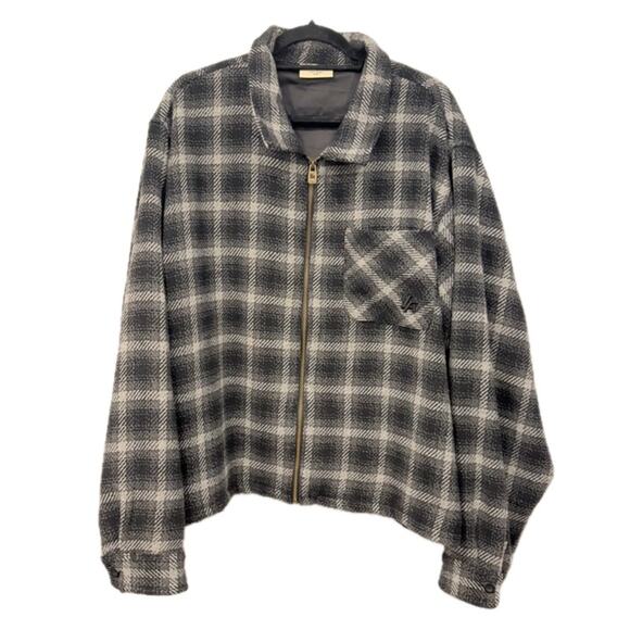 Youngla Highlander Flannel Jacket Plaid Full Zip Mens XXL Black Grey - Picture 1 of 10